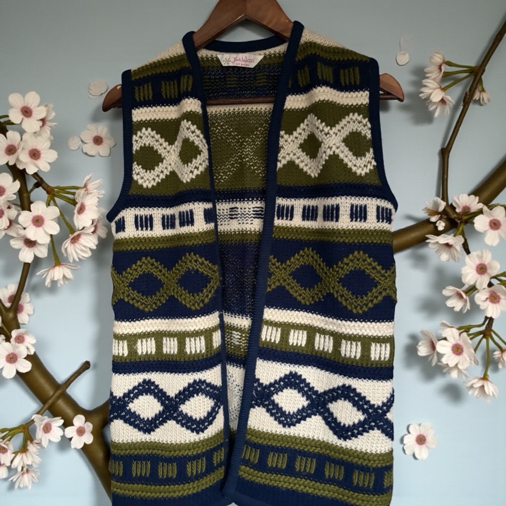 Vintage 1970s Jack Winter Knit Vest – Unisex Size Medium Large
